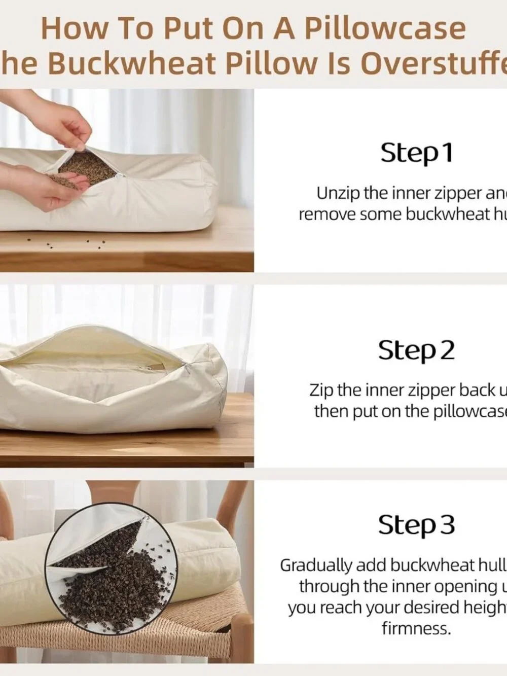 Buckwheat Pillow - Adjustable Buckwheat neck Pillow(17x6) Neck Pain Cervical